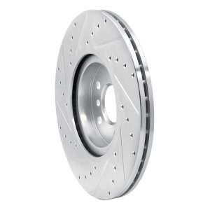 BMW X1 Brake Rotor (1) - Front Right - R1 Concepts - Drilled & Slotted - Silver - `15-`25